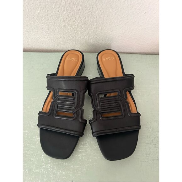 Franco Sarto leather black slides sandals  size 8 - Picture 6 of 6